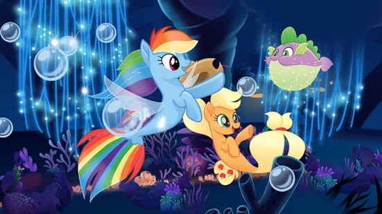 #1547657 - safe, applejack, rainbow dash, spike, puffer fish, seapony ...