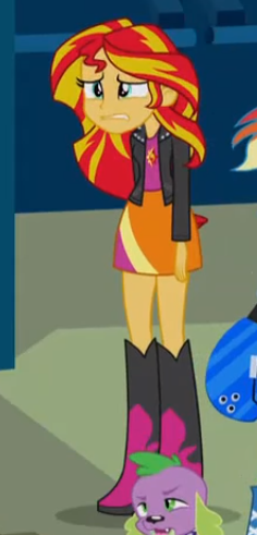 1884969 - safe, sunset shimmer, equestria girls, rainbow rocks, embarrassed  - Derpibooru
