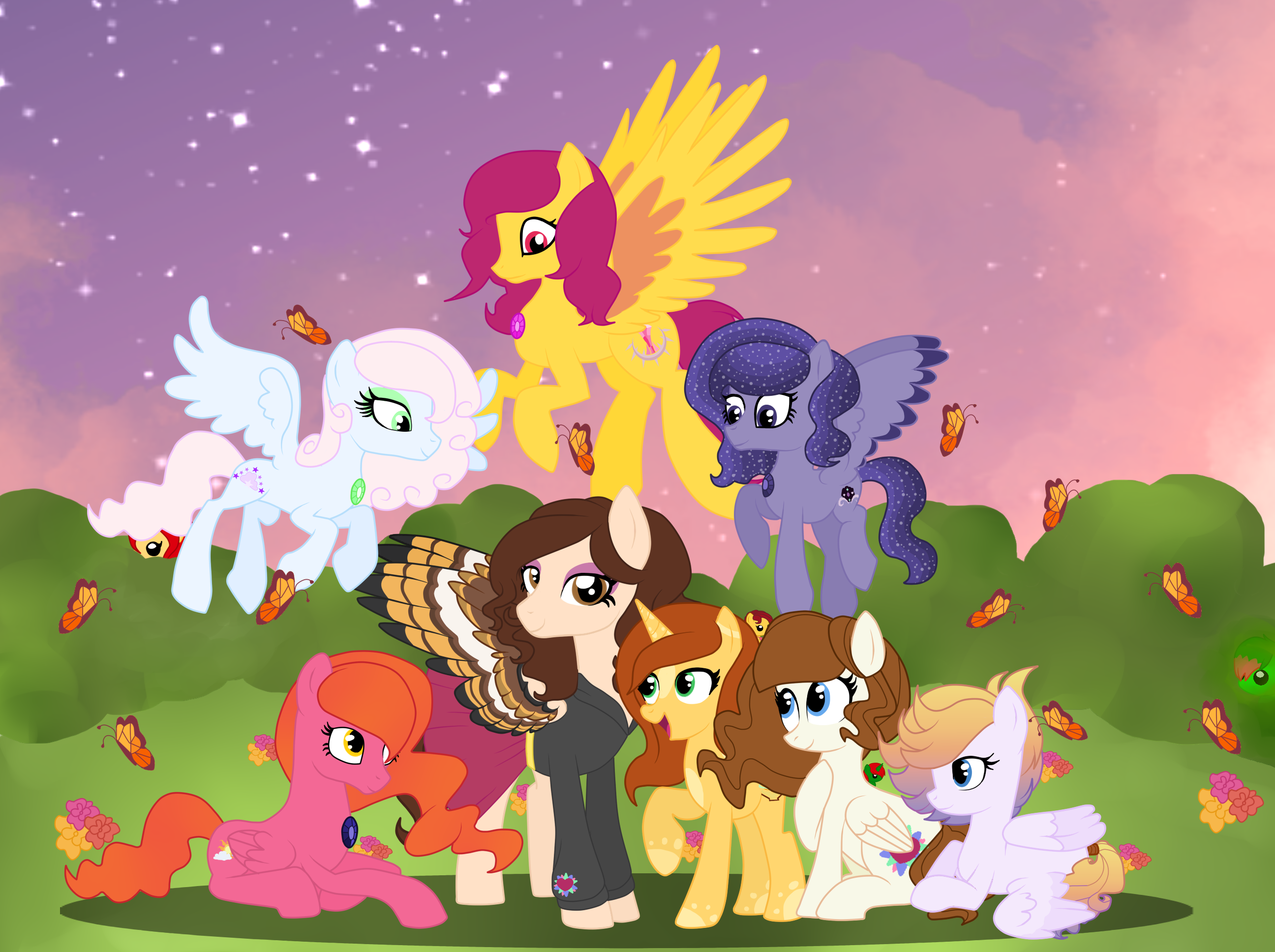 #1694336 - safe, artist:twokidsonamission, oc, butterfly, pegasus, pony ...