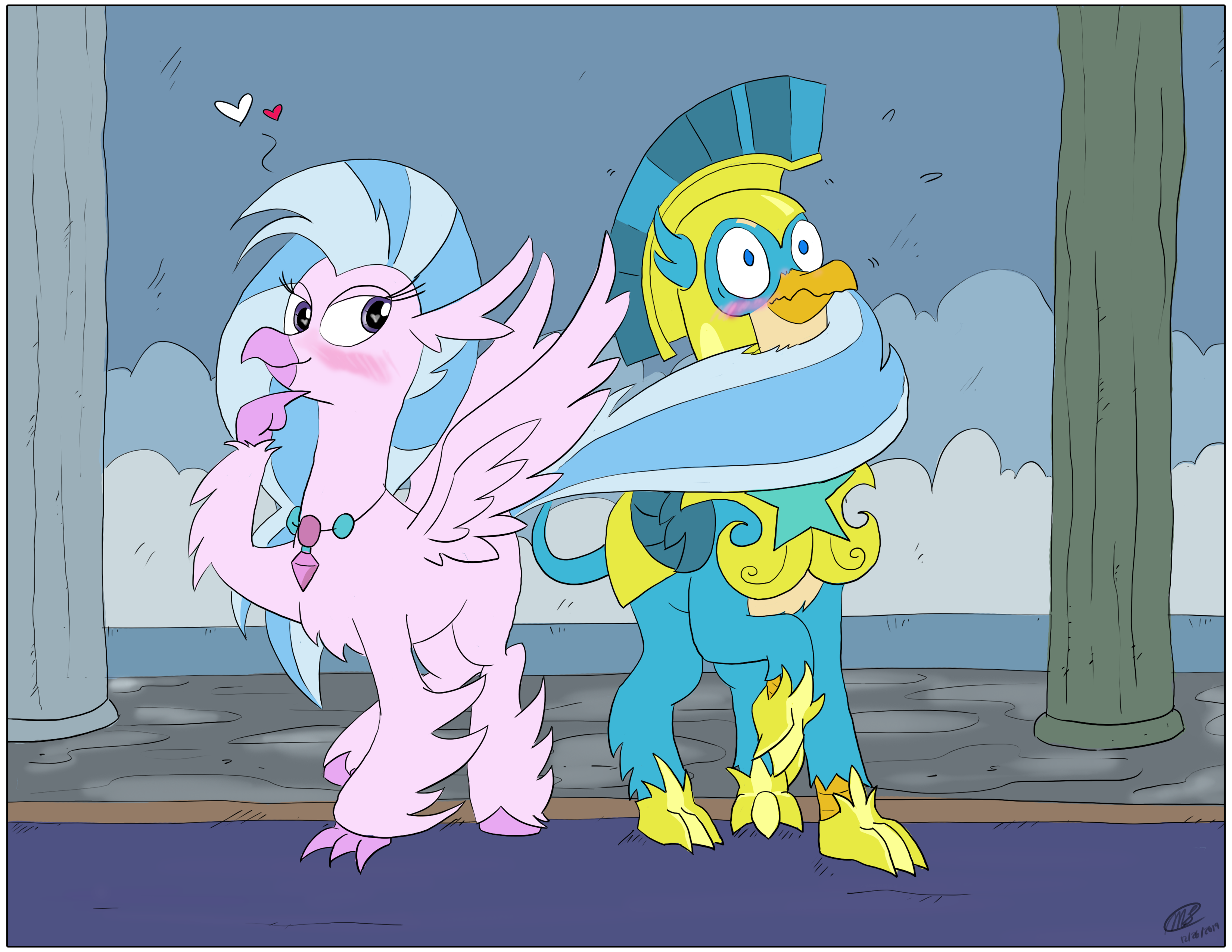 Gallstream Mlp #2232746 - safe, artist:loreto-arts, gallus, silverstream, griffon ...