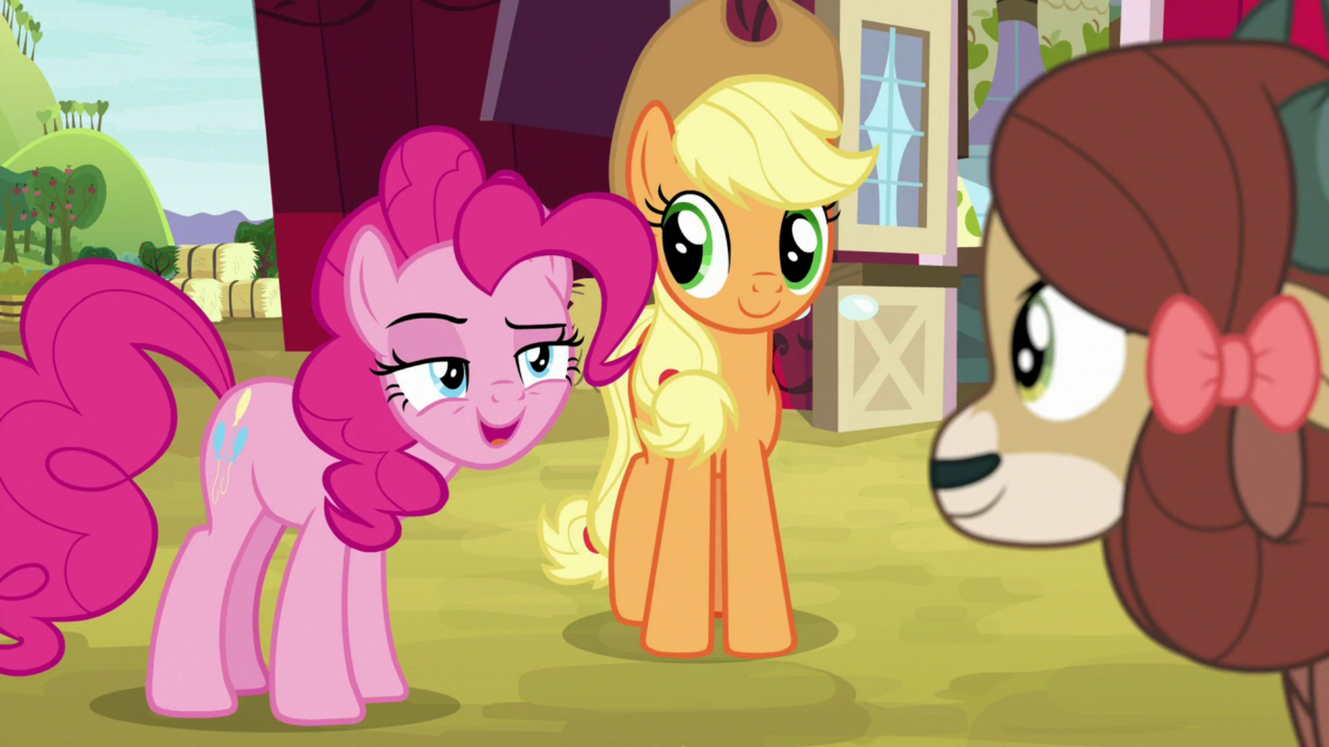 #2089420 - safe, screencap, applejack, pinkie pie, yona, yak, she's all