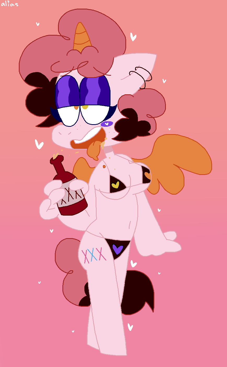 suggestive, artist:spritecranbirdie, oc, oc:pink