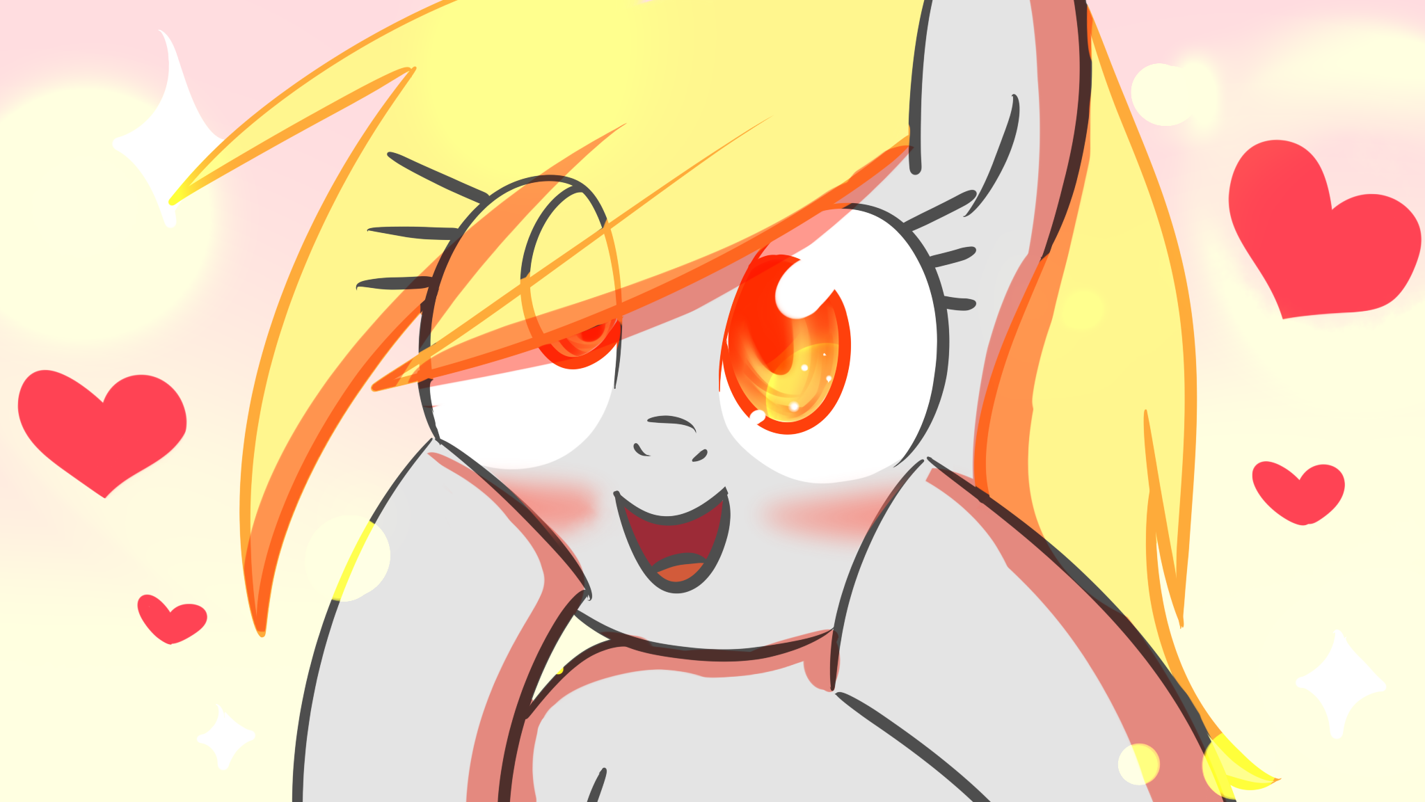 #2274115 - safe, artist:bae-mon, derpy hooves, pony, blushing, bust ...