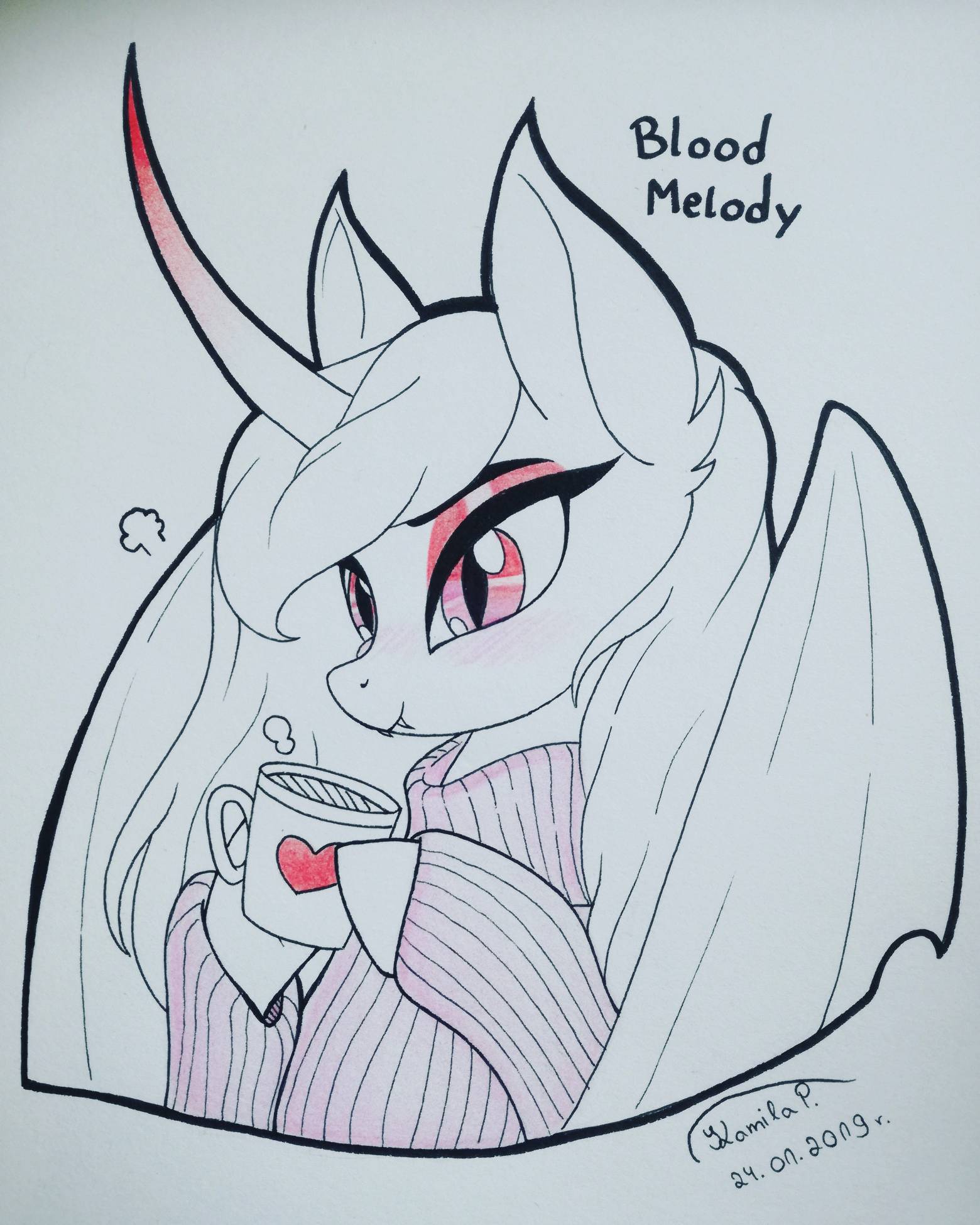 safe, artist:princesslunka10, oc, oc:blood melody, alicorn, bat