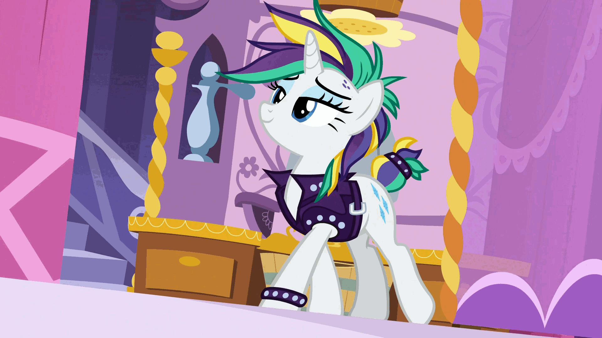 Punk Rarity Screencap #2386208 - safe, edit, edited screencap, screencap, rarity, g4 ...