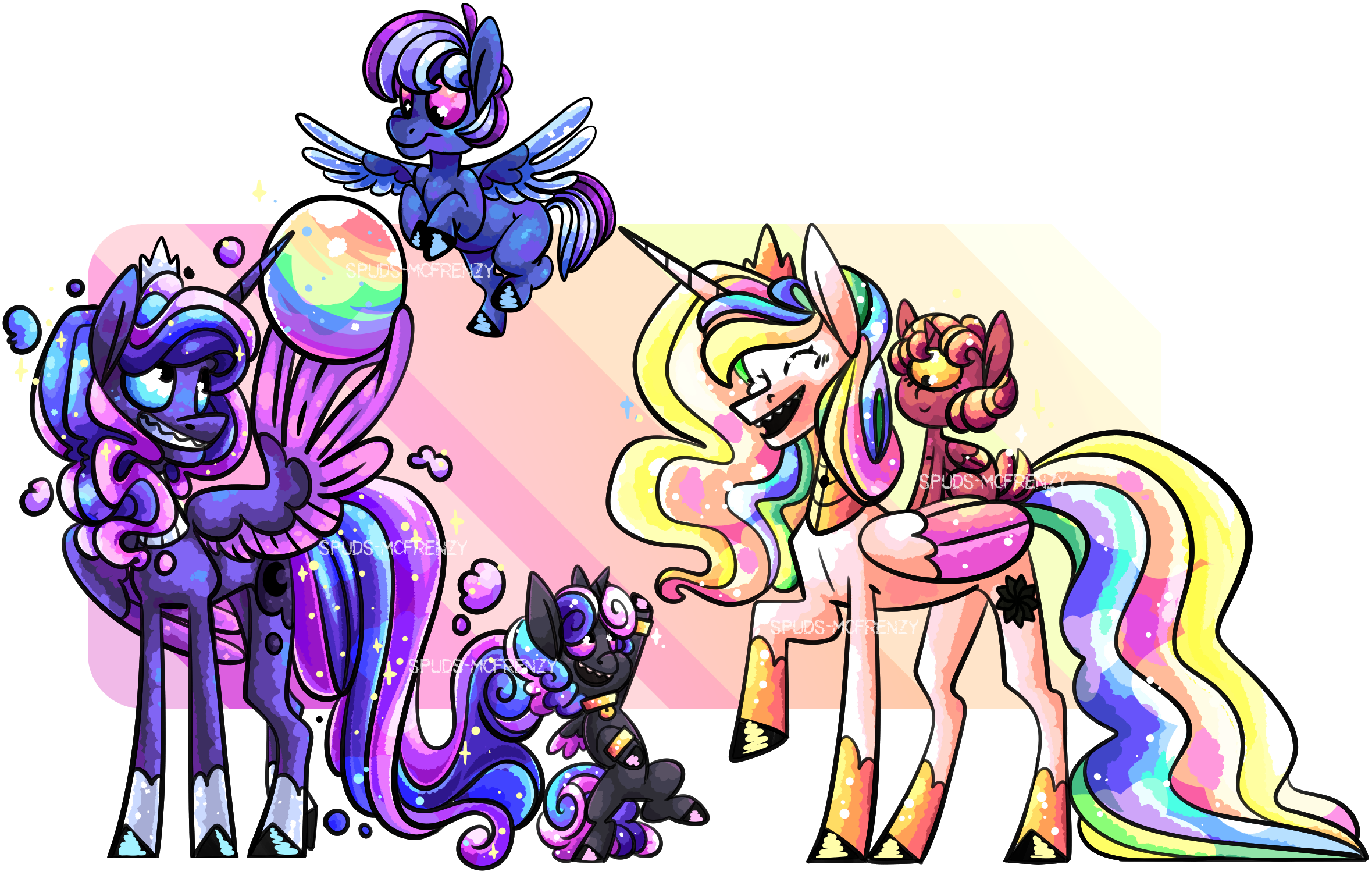 #2370554 - safe, artist:mrraapeti, princess celestia, princess luna, oc ...