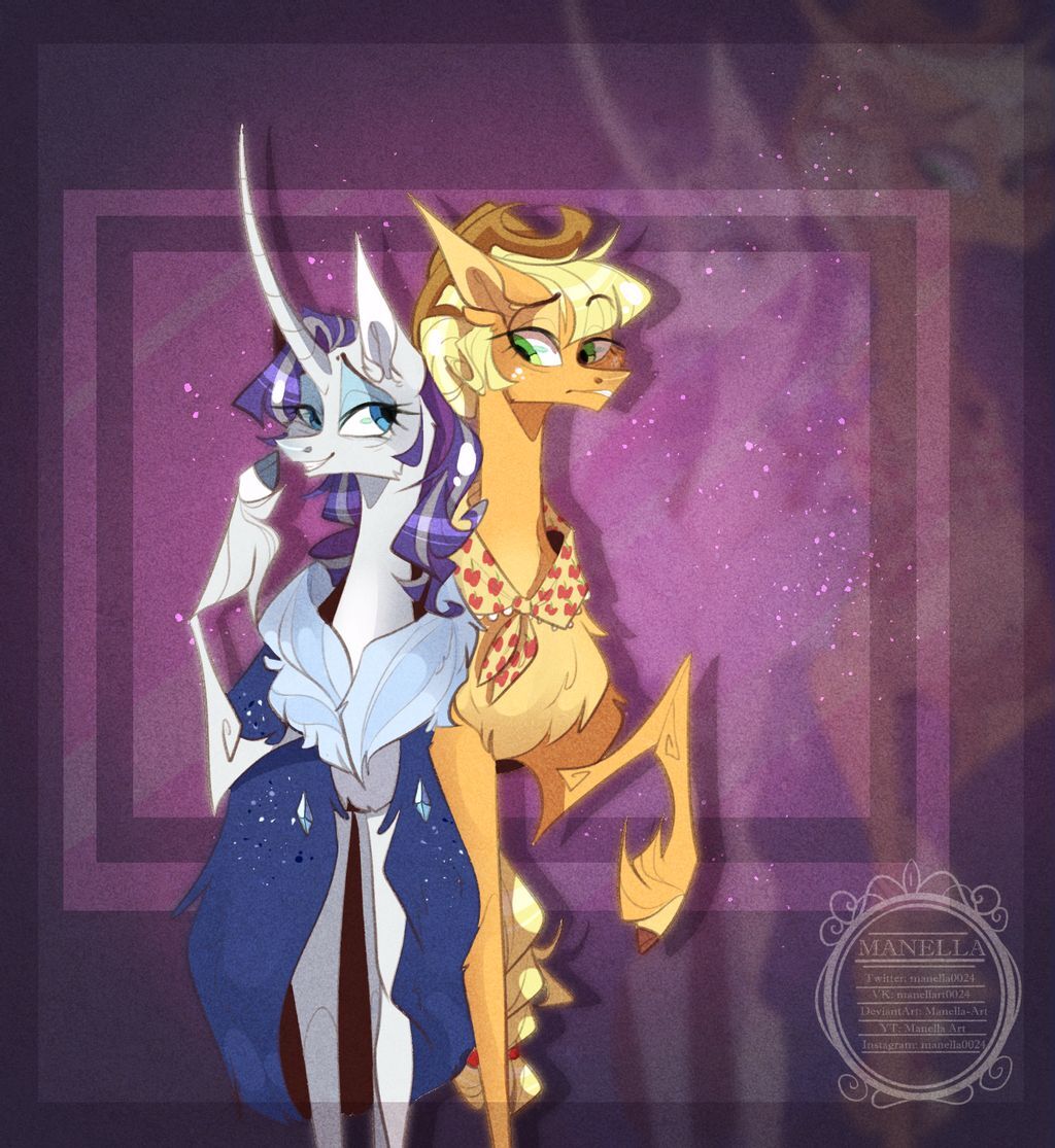 Last Problem Rarity Drawing #2431542 - safe, artist:manella-art, applejack, rarity, pony, g4, the ...