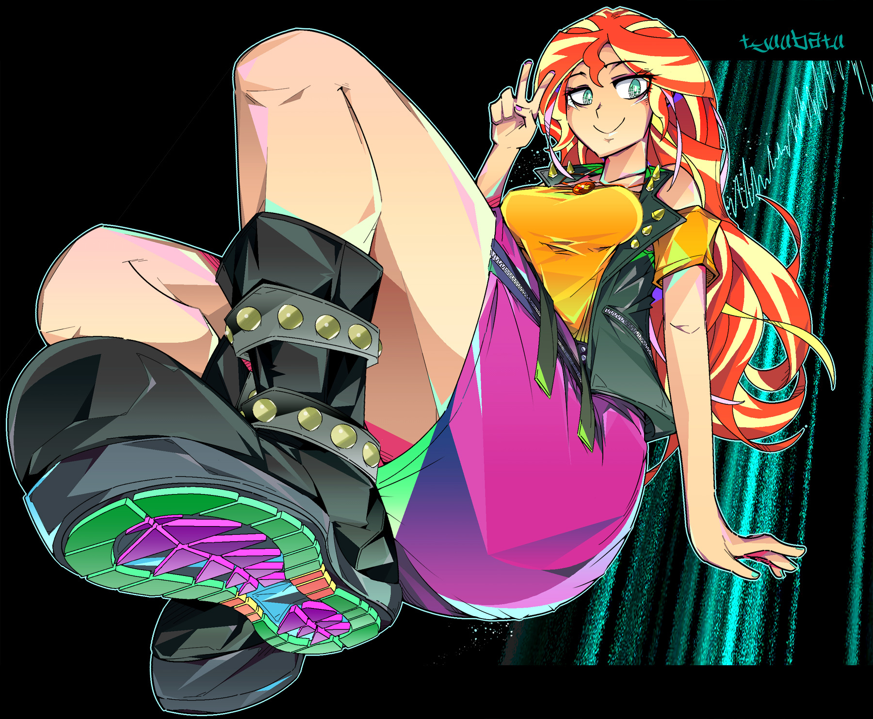 2736610__safe_artist-colon-tyuubatu_sunset+shimmer_equestria+girls_equestria+girls+series_breasts_clothes_female_human+coloration_jacket_leather+jacket_legs_loo.jpg