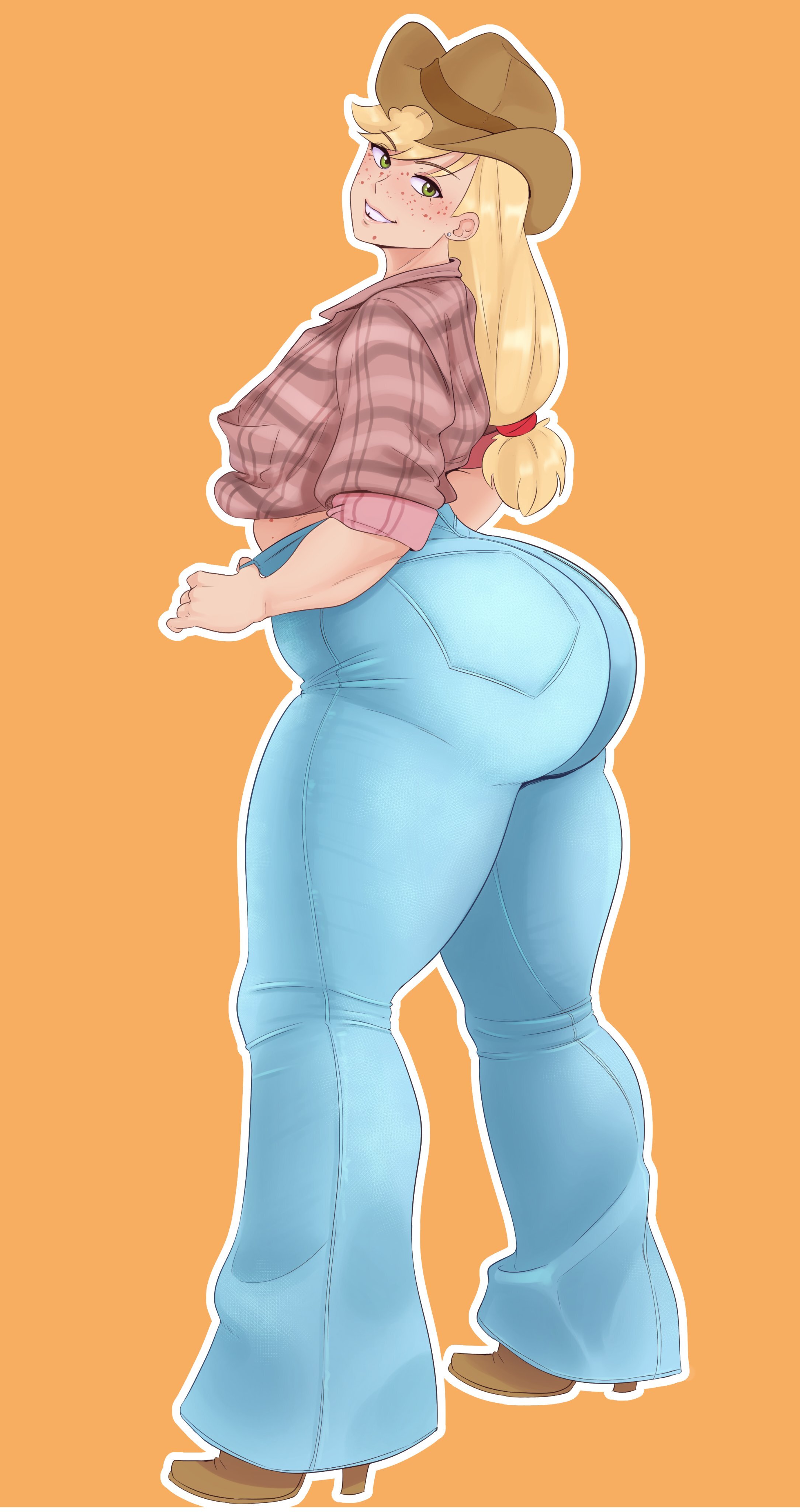 2746518 Suggestive Artistsundown Applejack Human G4 Applebucking Thighs Applebutt 2145