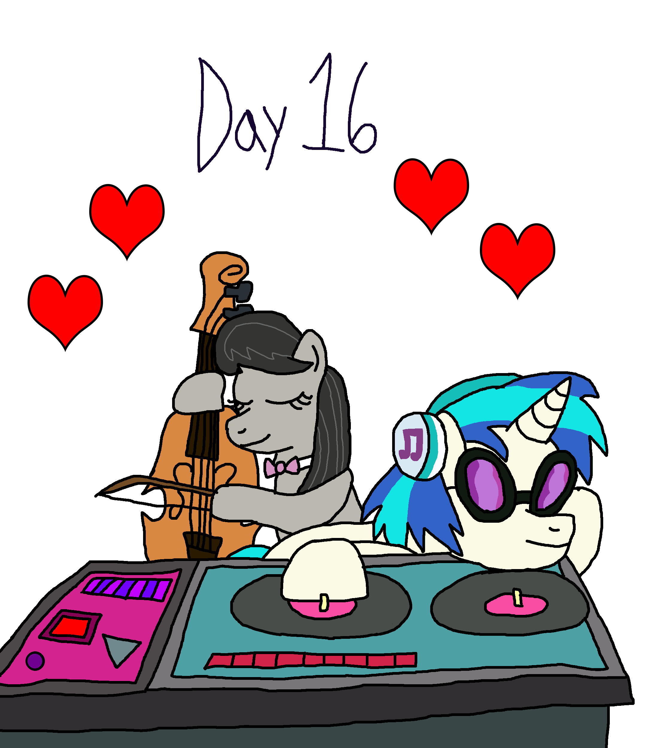 2552409 Safe Artistktd1993 Dj Pon 3 Octavia Melody Vinyl Scratch 16 Holiday Valentine