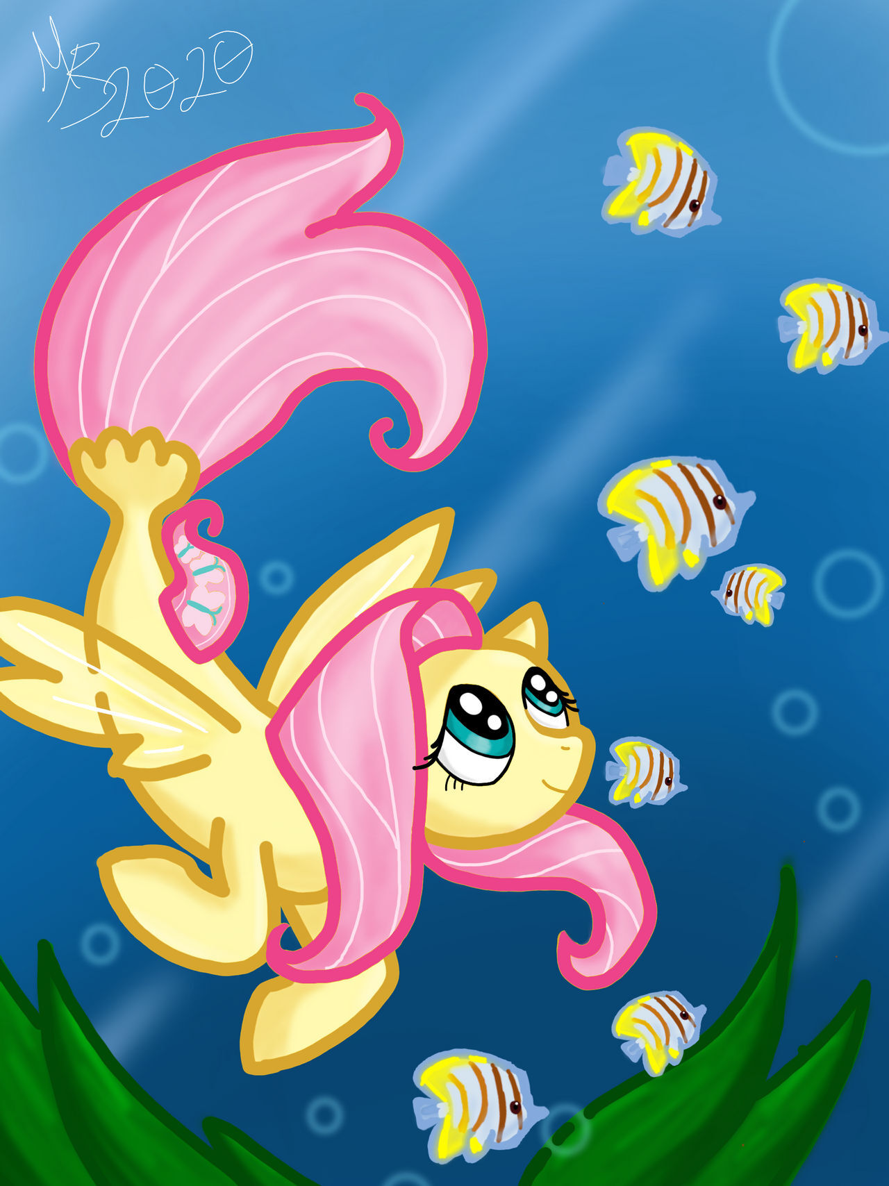 #2657499 - safe, artist:ebonyjewelwing, fluttershy, fish, pegasus, pony ...