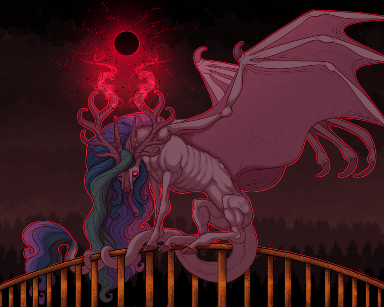 Mlp Menancing #2972974 - semi-grimdark, artist:snowberry, princess celestia, bat pony ...