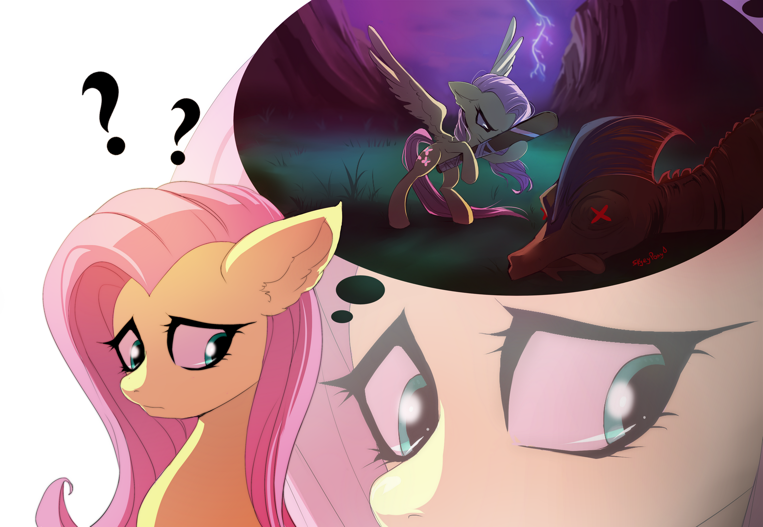 #2941499 - safe, artist:skyeypony, fluttershy, pony, baseball bat ...