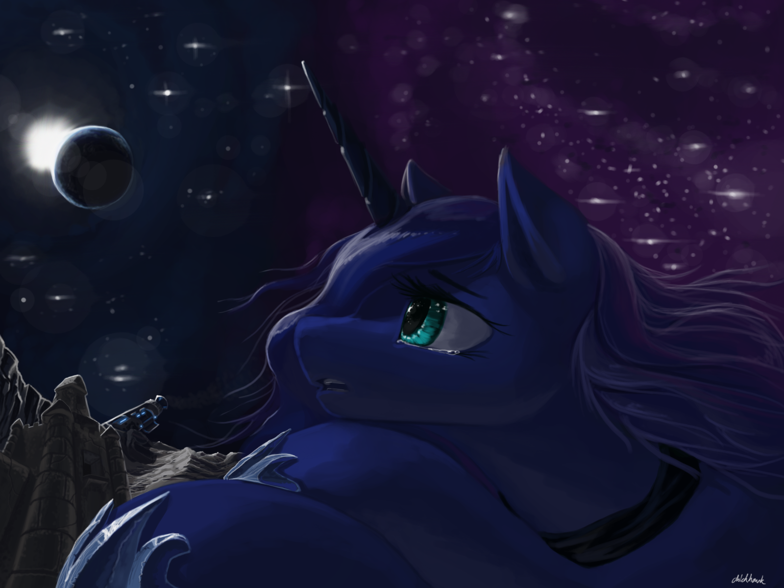 Safe Artist Chickhawk Princess Luna Alicorn Pony G