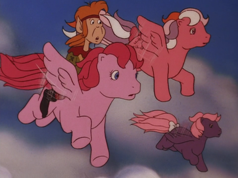 Pony In Flight #3028809 - safe, screencap, garth, heart throb, locket (g1), so soft ...
