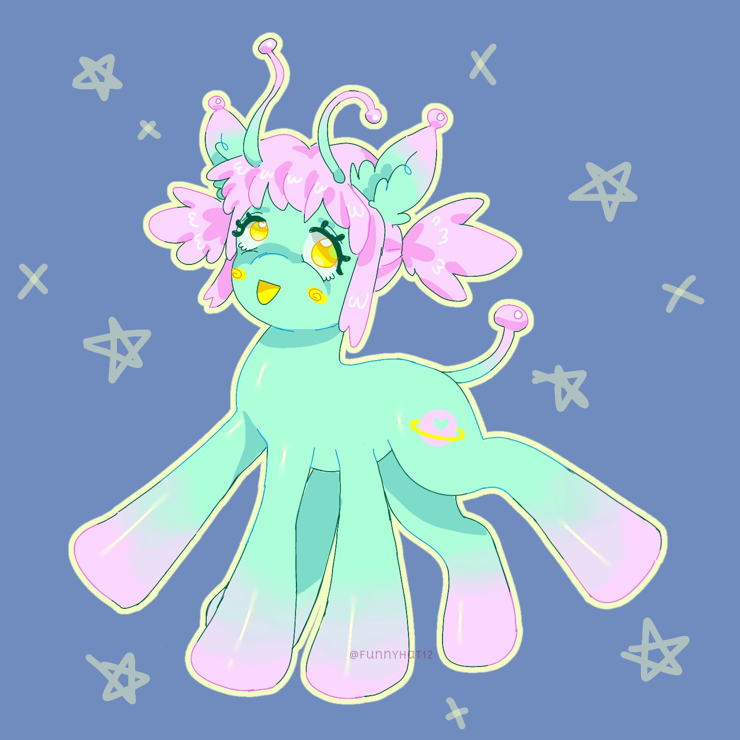 #3089442 - safe, artist:funnyhat12, oc, oc only, alien, alien pony ...