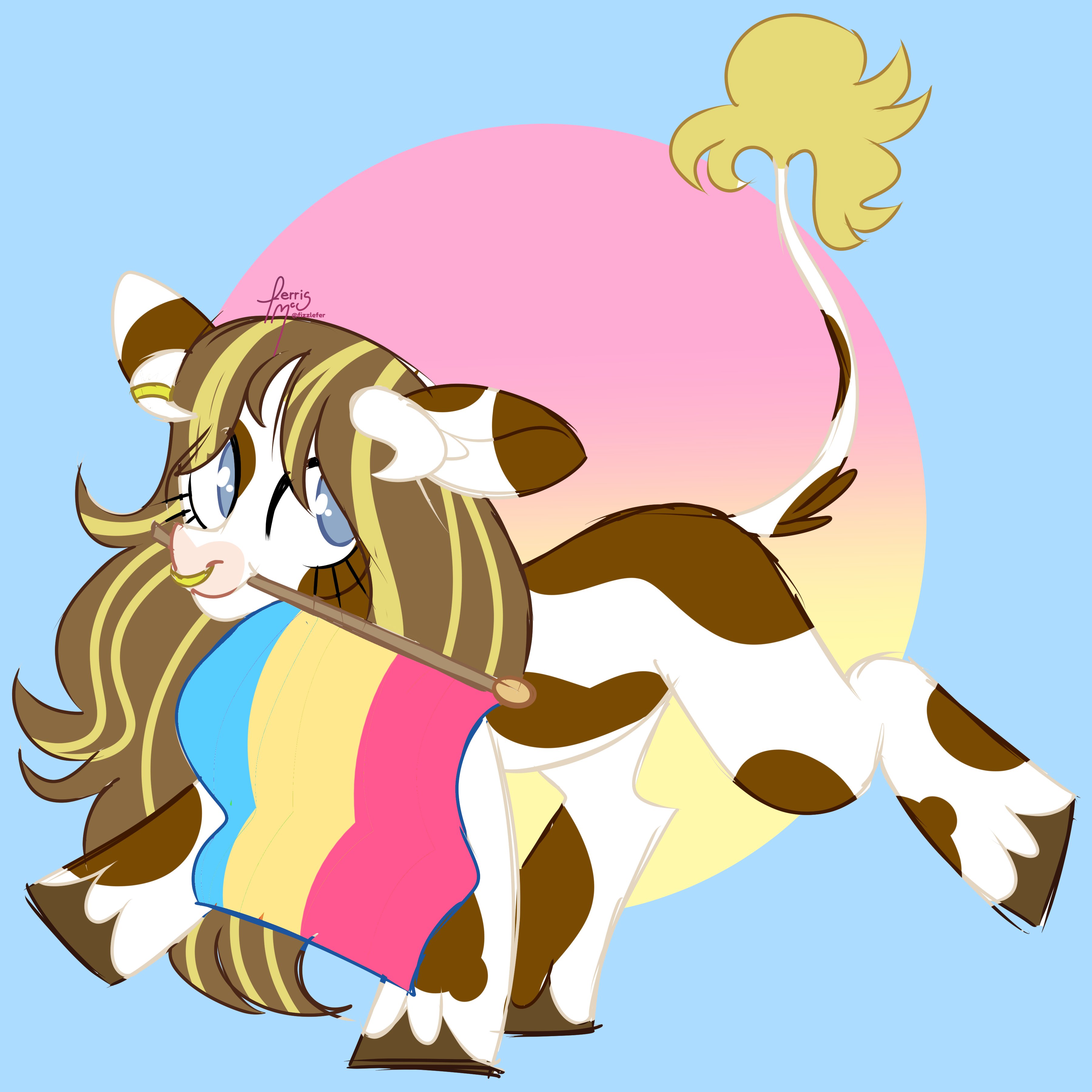 #3092954 - safe, artist:fizzlefer, oc, oc only, cow, cow pony, pony ...