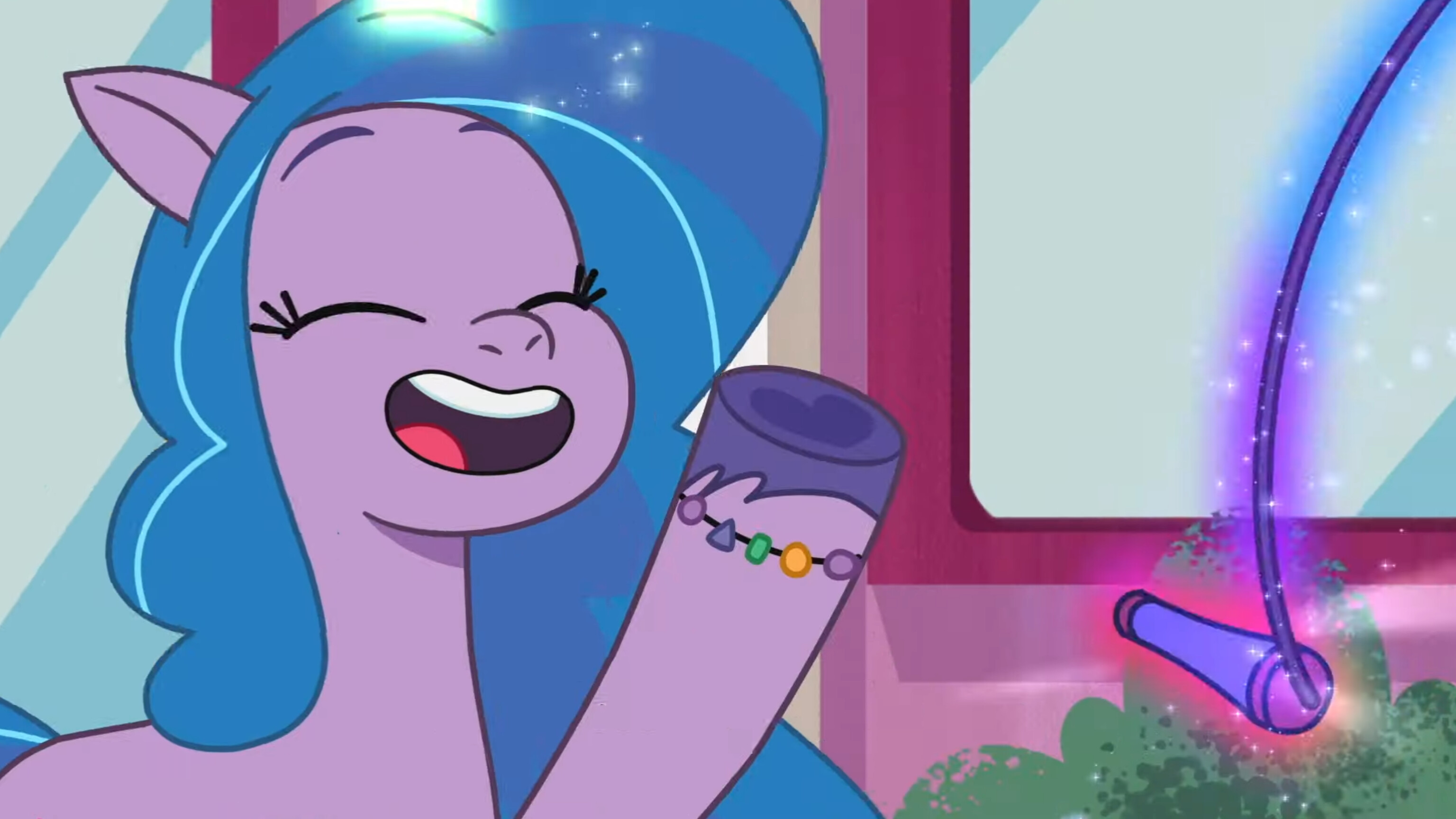 Izzy Jump In #3278481 - safe, screencap, izzy moonbow, pony, unicorn, g5, icy prints ...