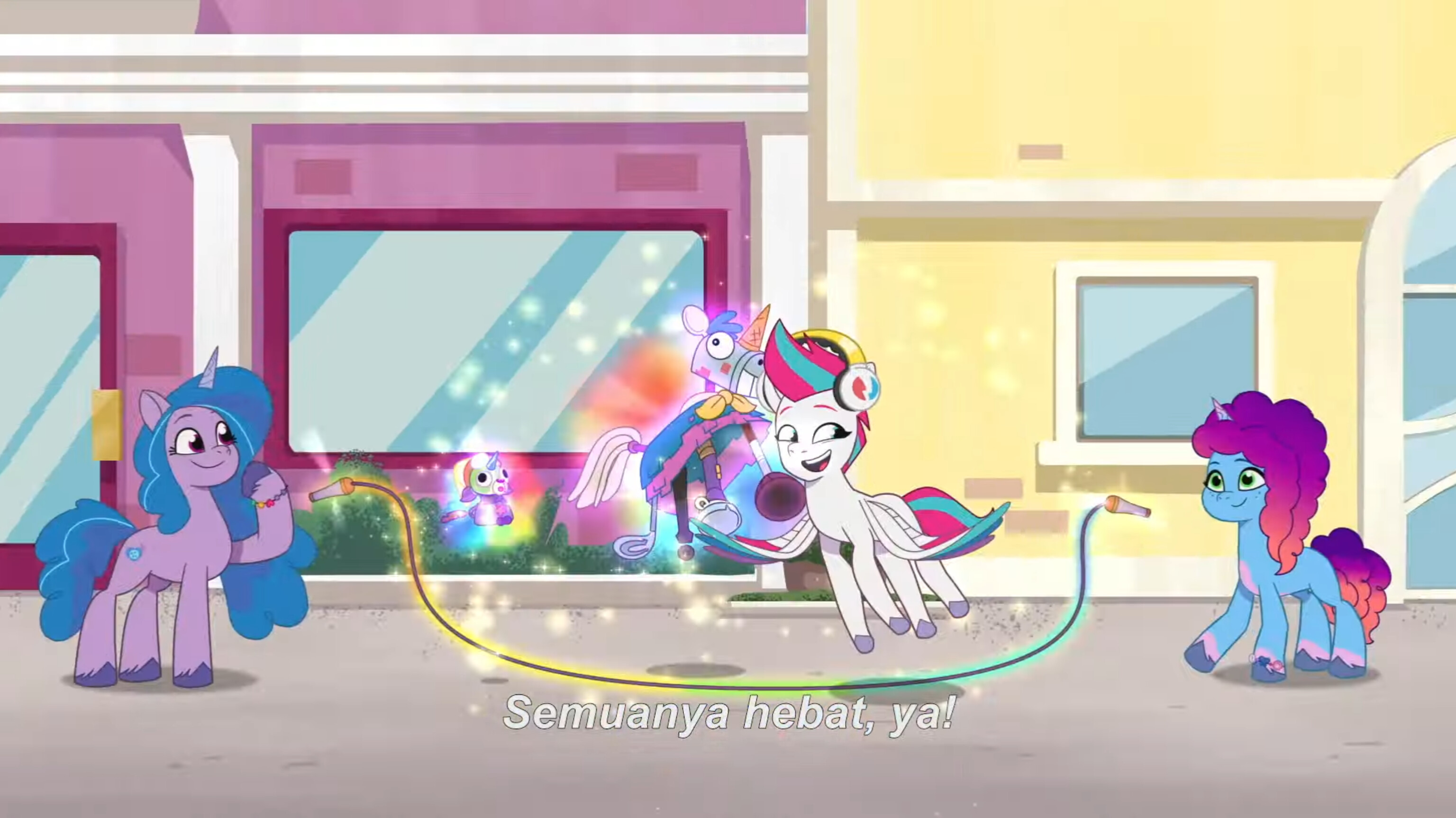 Izzy Jump In #3278488 - safe, screencap, izzy moonbow, madame taffytail, misty ...