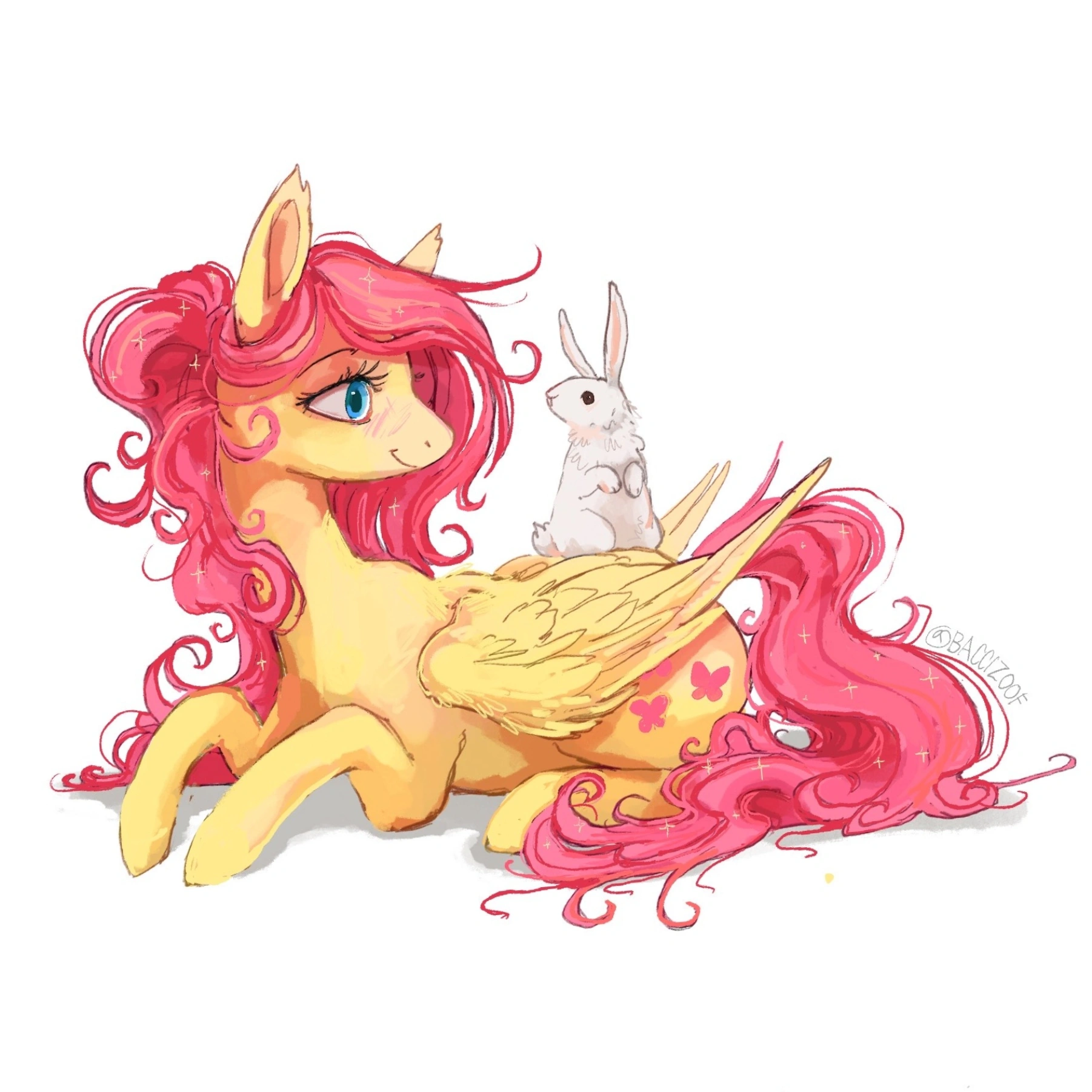 #3462443 - safe, artist:baccizoof, angel bunny, fluttershy, pegasus ...