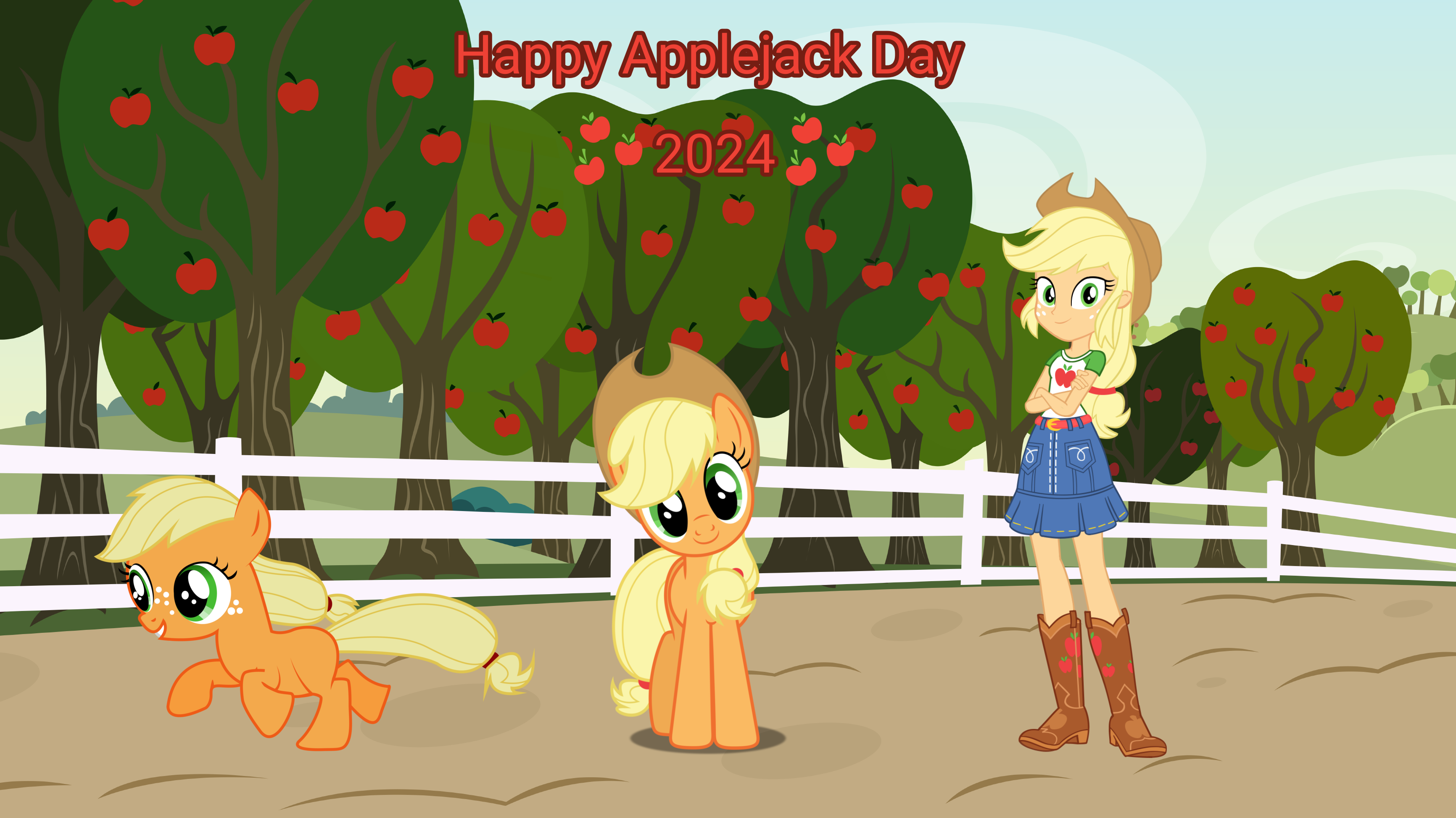 3468512 safe, artistlizzmcclin, applejack, earth pony, human, pony