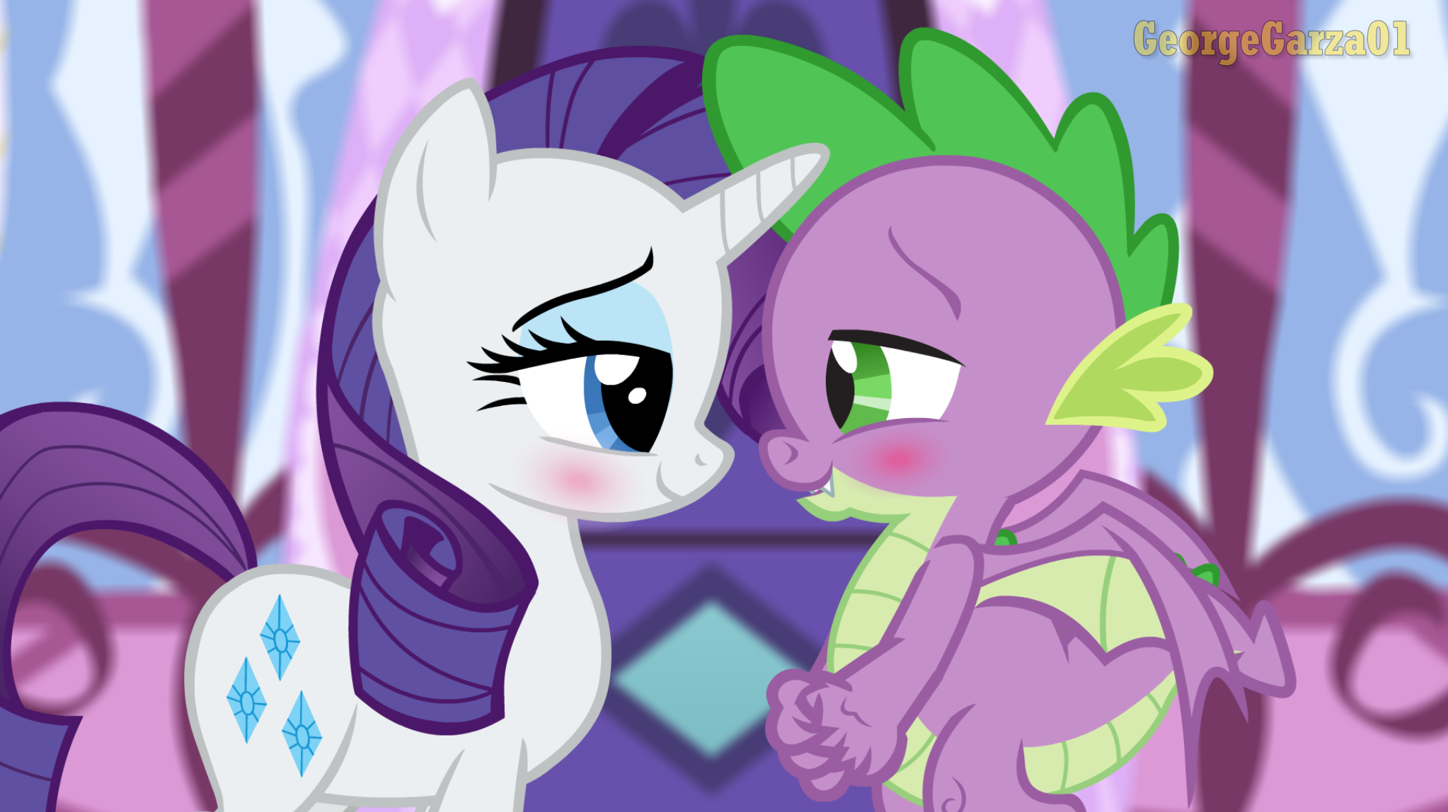 #3493073 - safe, artist:georgegarza01, rarity, spike, dragon, pony ...