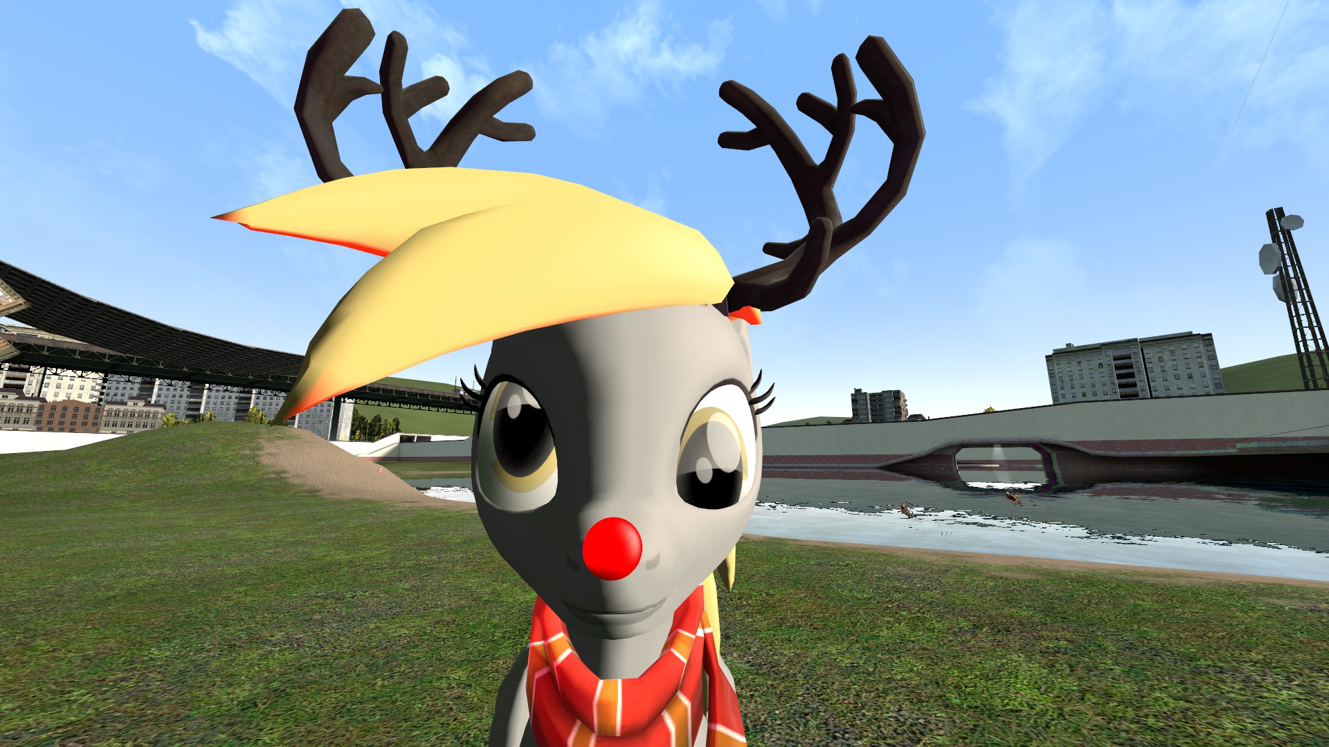 Rodolph Hooves #3515682 - safe, derpy hooves, pegasus, pony, g4, 3d, antlers, clothes ...