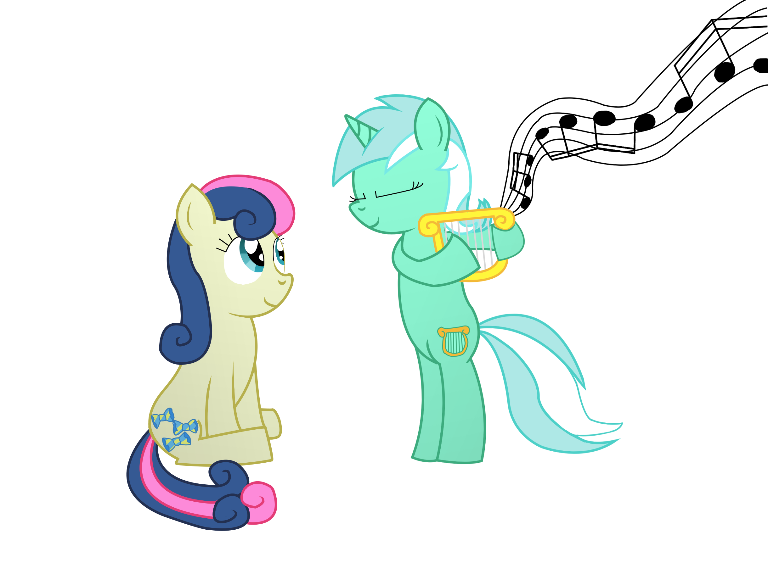 #3324089 - safe, artist:starshinesprint, bon bon, lyra heartstrings ...