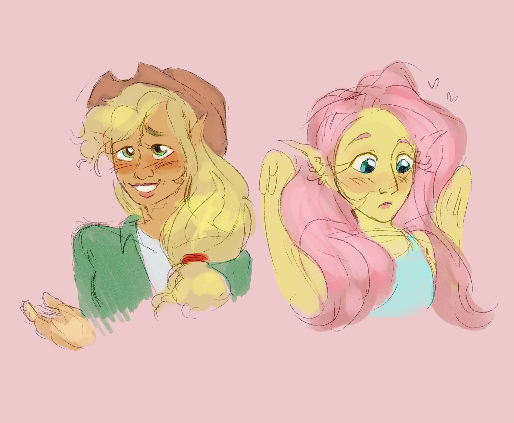 Flutterjack Human #3328396 - safe, artist:abbytabbys, applejack, fluttershy, equestria ...