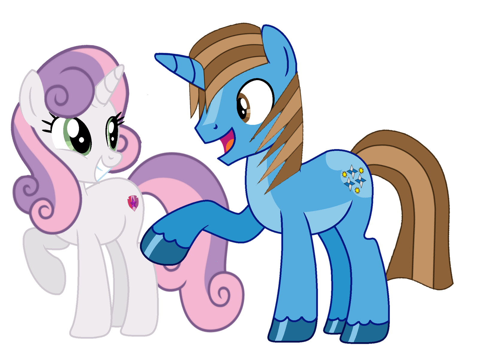 Sharp Mlp #3365143 - safe, artist:ncolque, sweetie belle, oc, oc:sharp stars ...