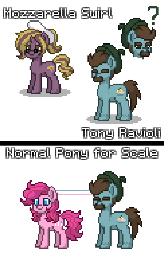 #3366573 - safe, edit, pinkie pie, oc, oc:mozzarella swirl, oc:tony ...