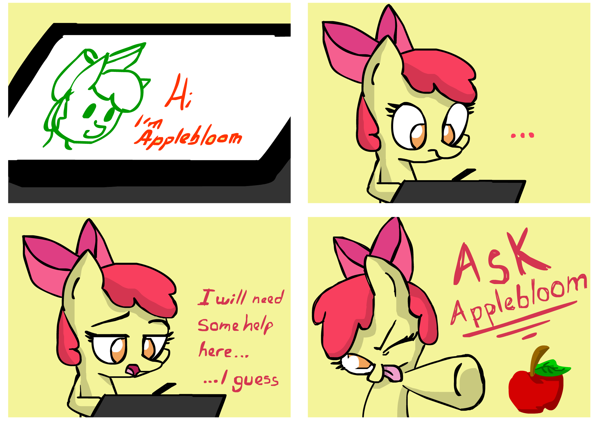 #3389598 - safe, artist:arielsbx, apple bloom, pony, ask little ...