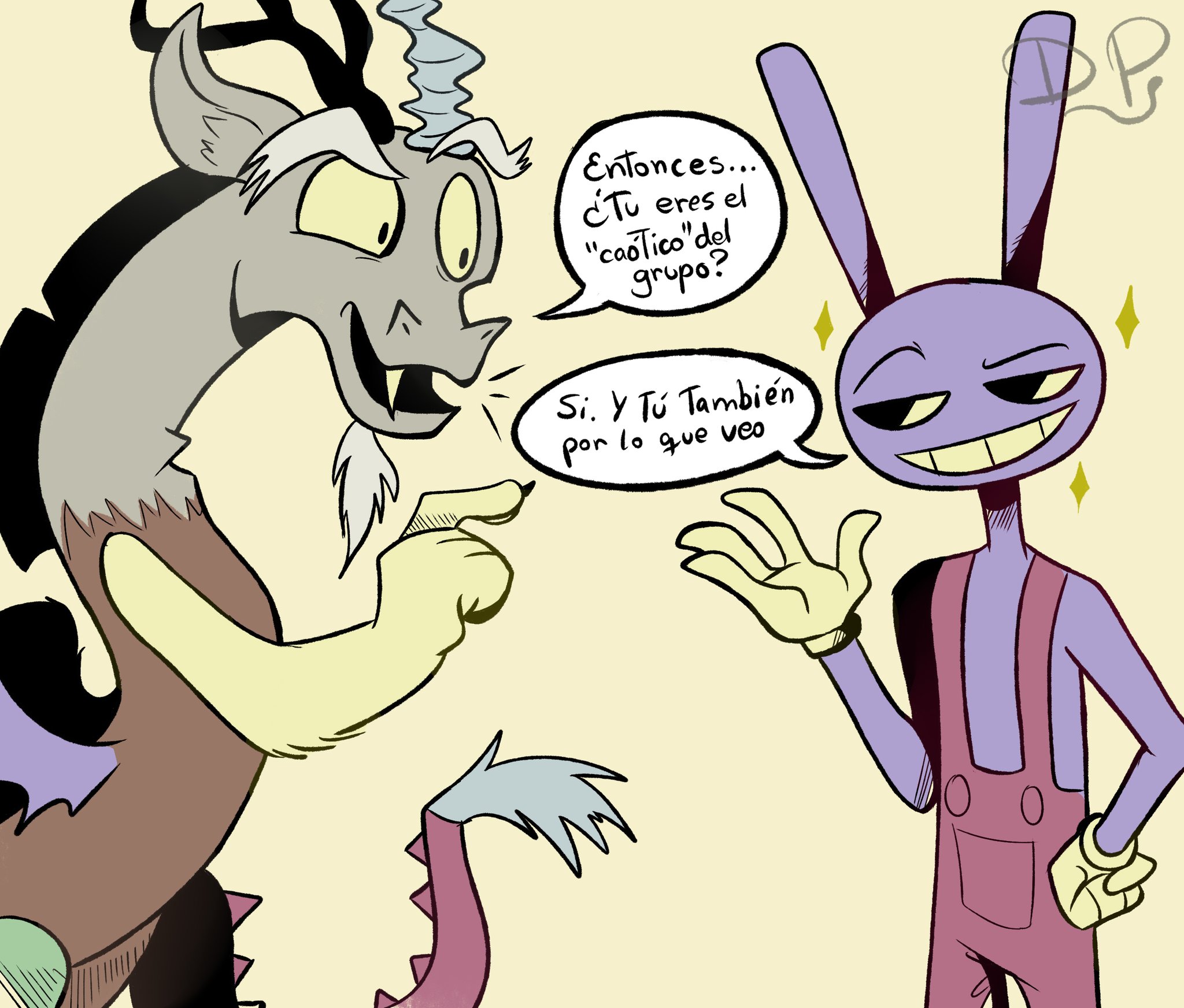 Anthro Python #3521300 - safe, artist:dumbpython, discord, draconequus, rabbit ...