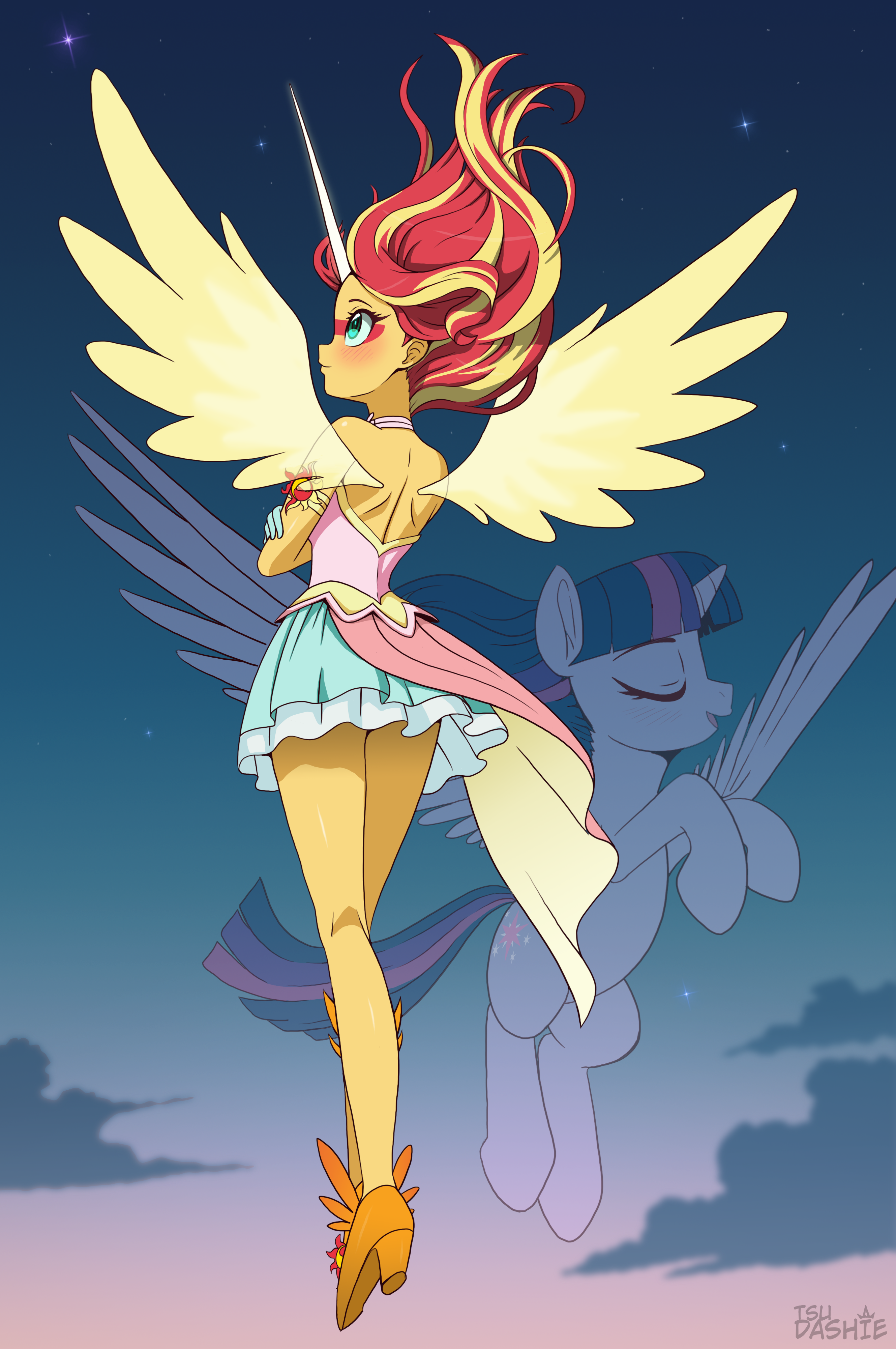 3704539 Safe Artist tsudashie Sunset Shimmer Twilight Sparkle 3704539-safe-artist-tsudashie-sunset-shimmer-twilight-sparkle