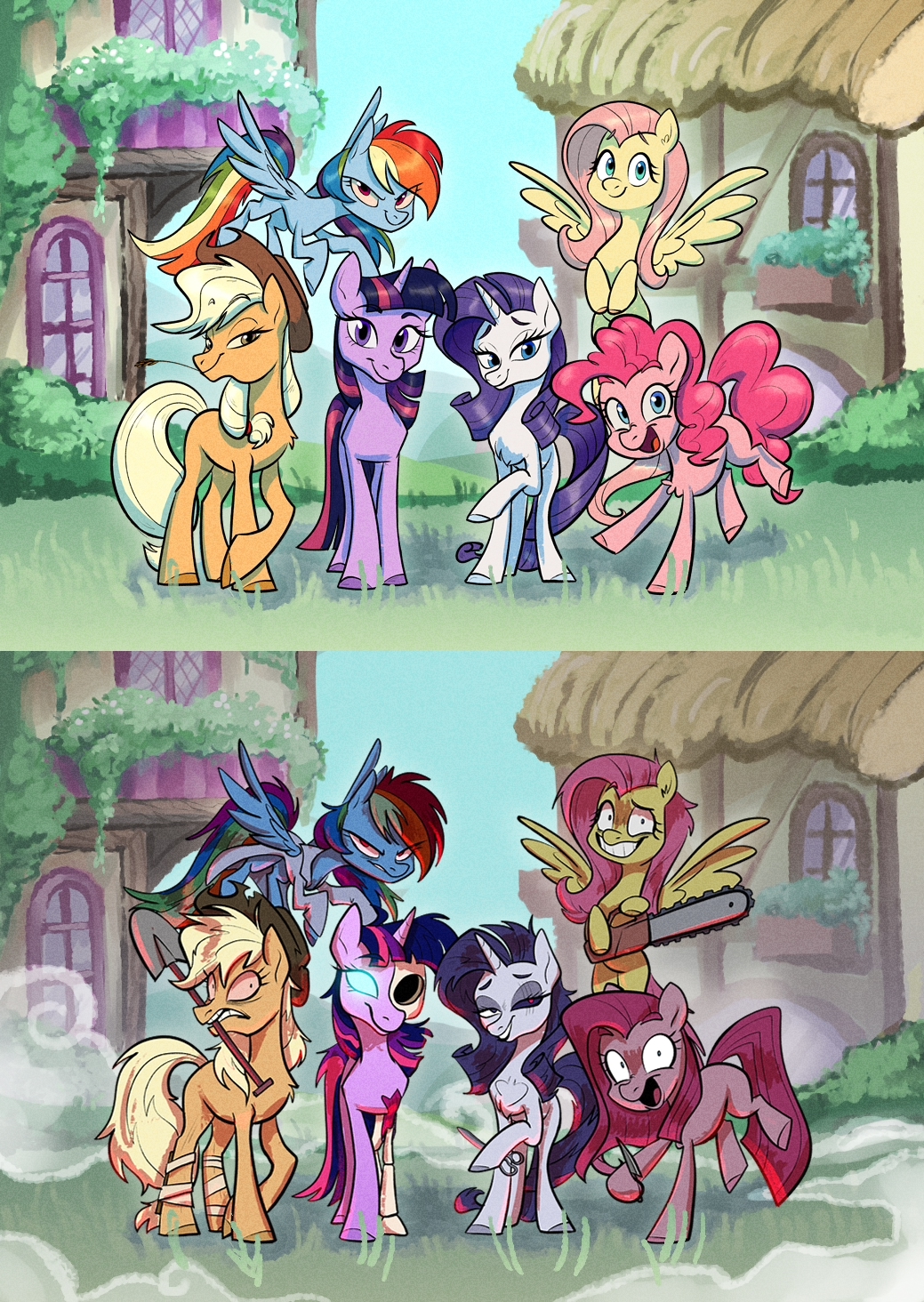 Fluttershed #3540221 - safe, artist:askometa, artist:ste_fun_sfw, applejack ...