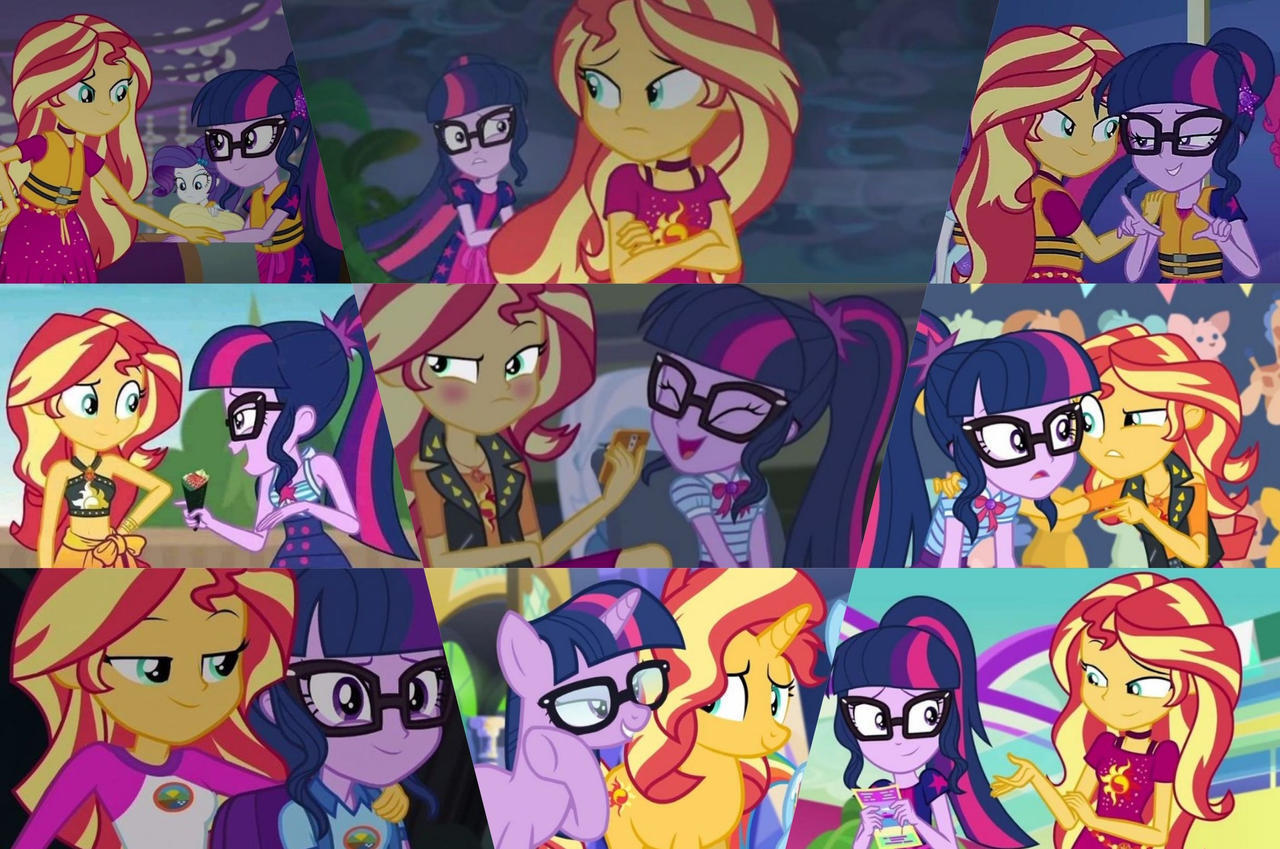 #3563128 - safe, artist:frankcrazy16, screencap, sci-twi, sunset ...