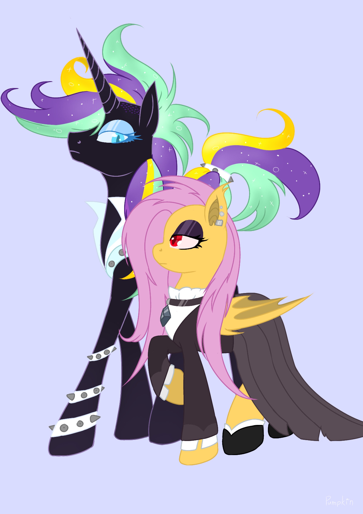 #3617578 - safe, artist:pumpkinstrong, fluttershy, nightmare rarity ...