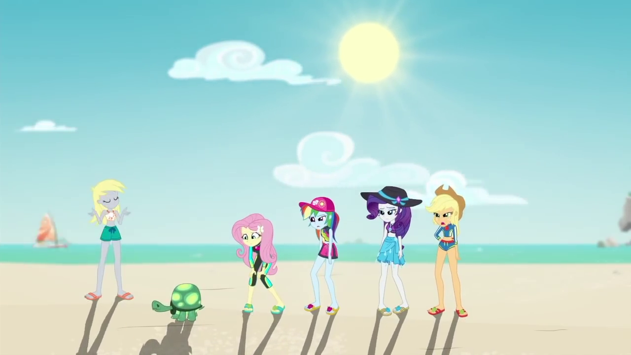 #3643886 - safe, screencap, applejack, derpy hooves, fluttershy ...